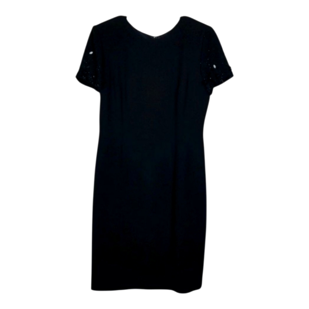 Donna Morgan Embellished Short Sleeved Black Dress; Size 8